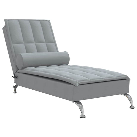Vidaxl massage chaise longue met bolster stof lichtgrijs