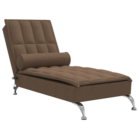 Vidaxl massage chaise longue met bolster stof bruin
