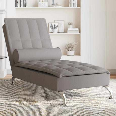Vidaxl massage chaise longue met bolster stof taupe