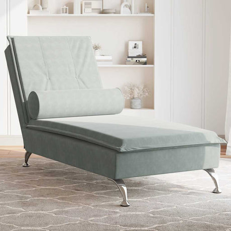 Vidaxl massage chaise longue met bolster fluweel lichtgrijs