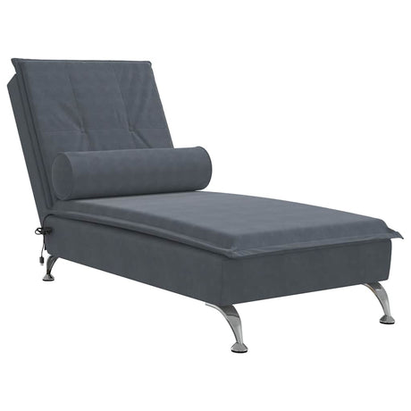 Vidaxl massage chaise longue met bolster fluweel donkergrijs