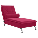 Vidaxl massage chaise longue met bolster fluweel wijnrood