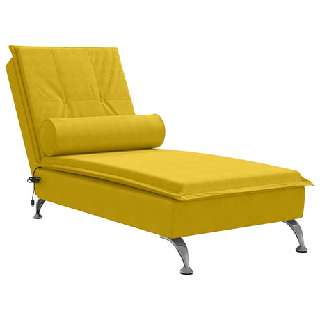 Vidaxl massage chaise longue met bolster fluweel geel