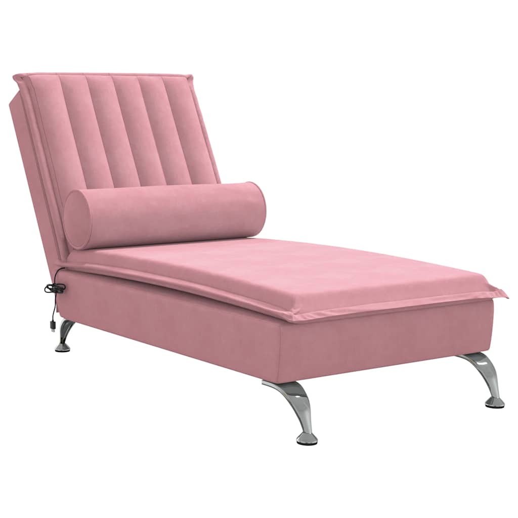 Vidaxl massage chaise longue met bolster fluweel roze