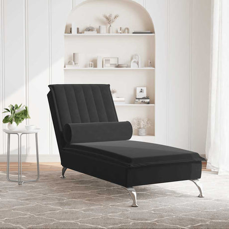 Vidaxl massage chaise longue met bolster fluweel zwart