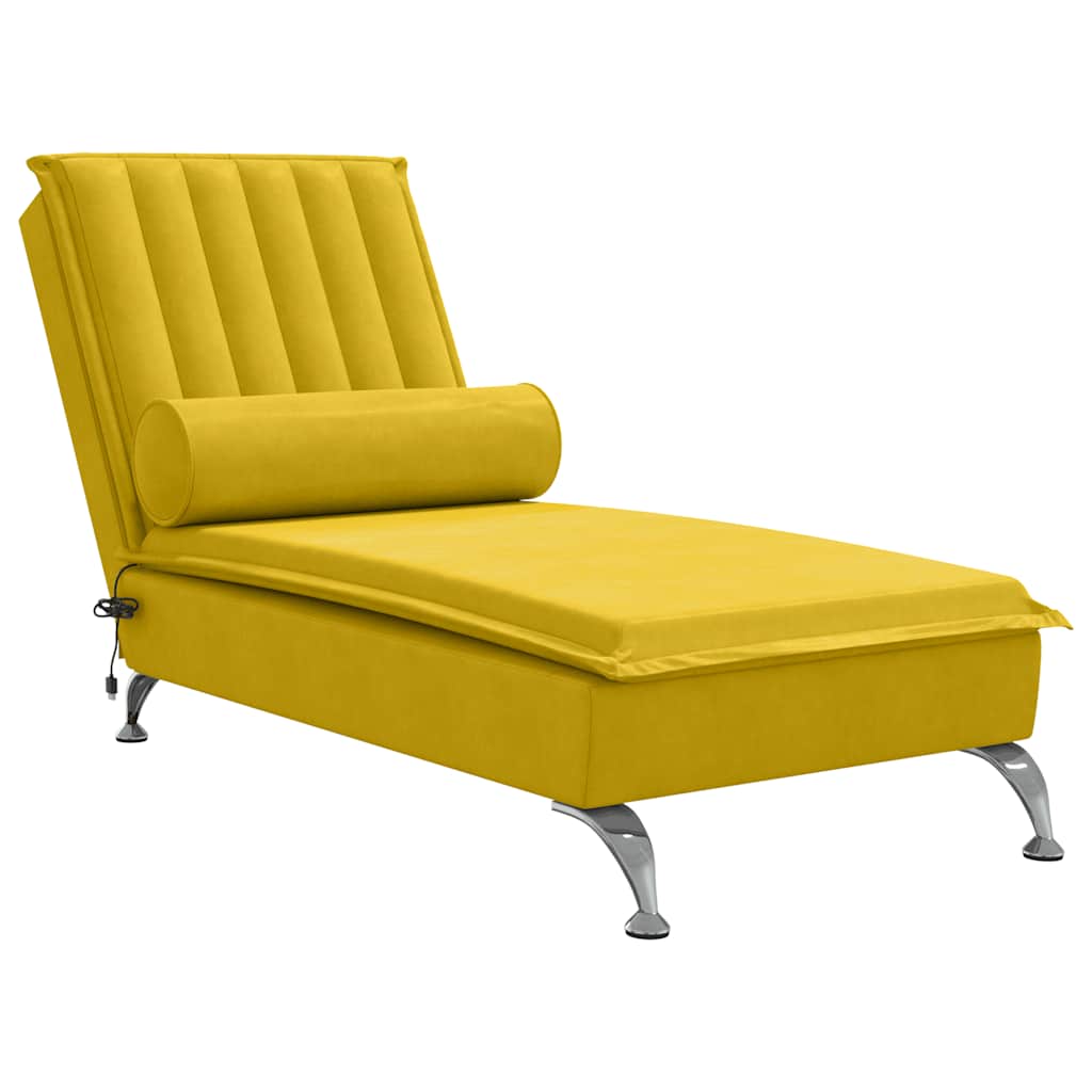 Vidaxl massage chaise longue met bolster fluweel geel