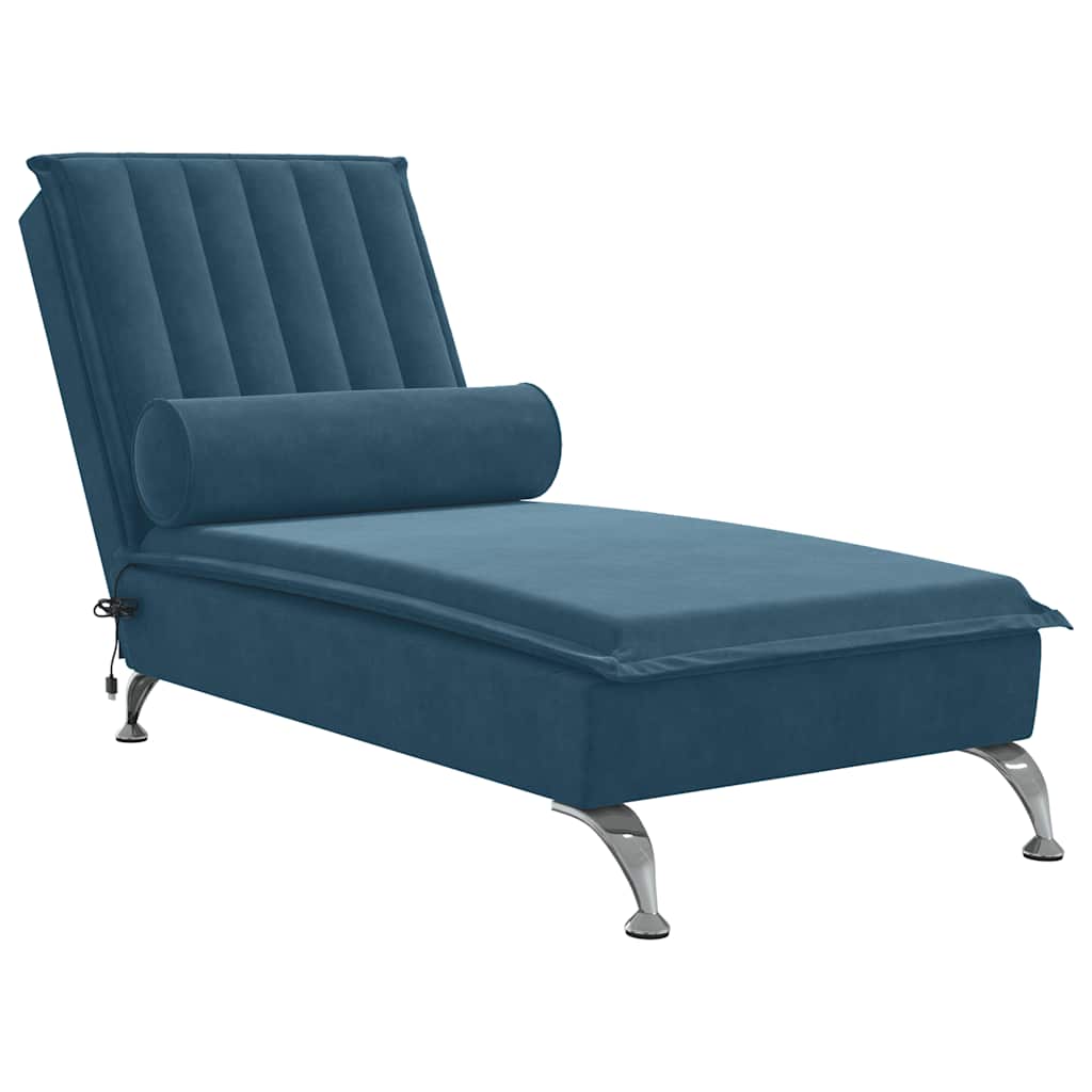 Vidaxl massage chaise longue met bolster fluweel blauw