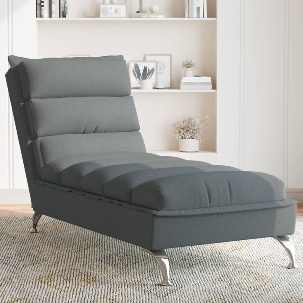 Vidaxl chaise longue met kussens stof donkergrijs