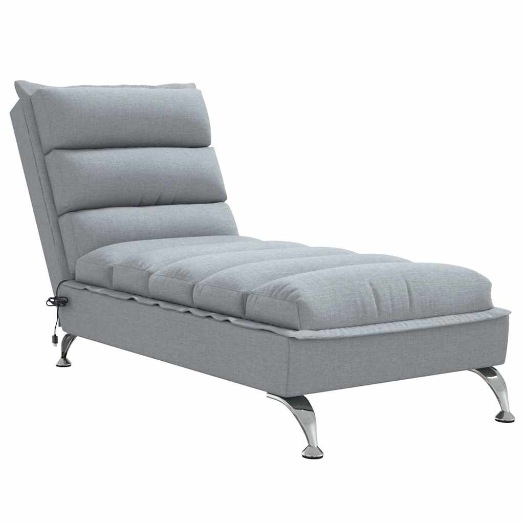 Vidaxl massage chaise longue met kussens stof lichtgrijs