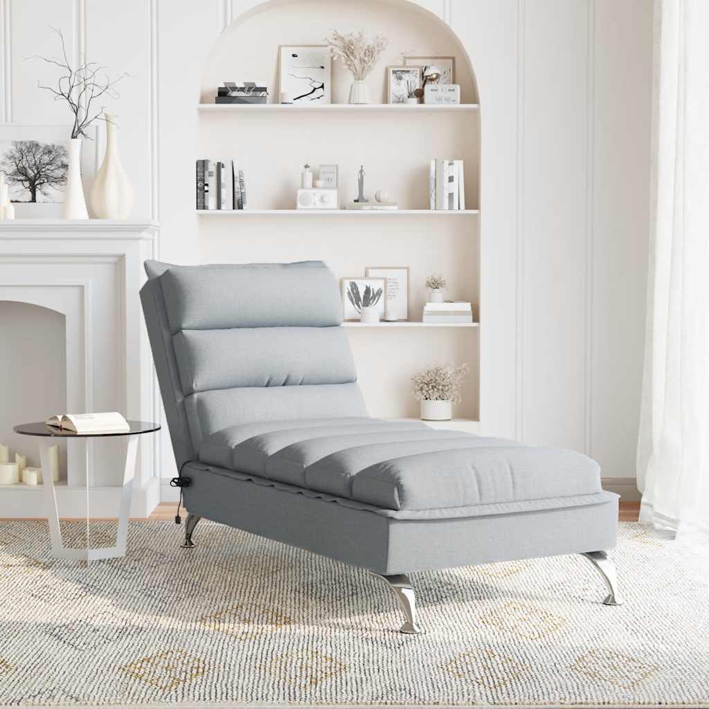 Vidaxl massage chaise longue met kussens stof lichtgrijs