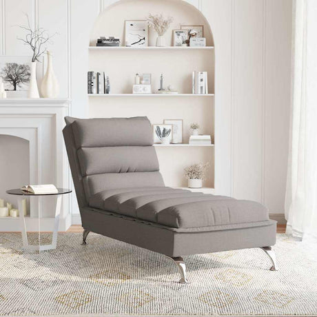 Vidaxl massage chaise longue met kussens stof taupe