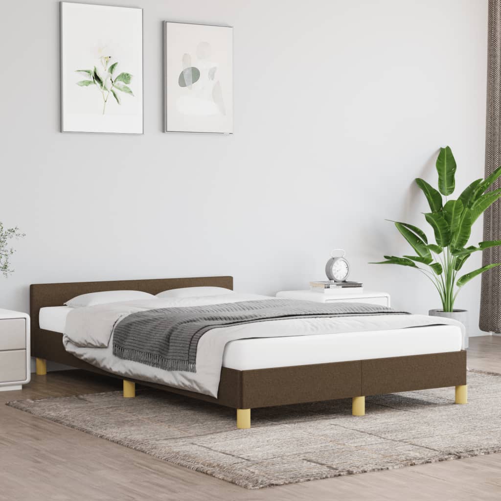 Vidaxl bedframe zonder matras 120x190 cm stof donkerbruin
