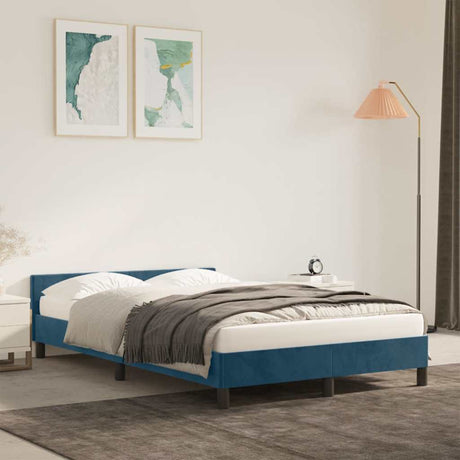 Vidaxl bedframe zonder matras 120x190 cm fluweel donkerblauw