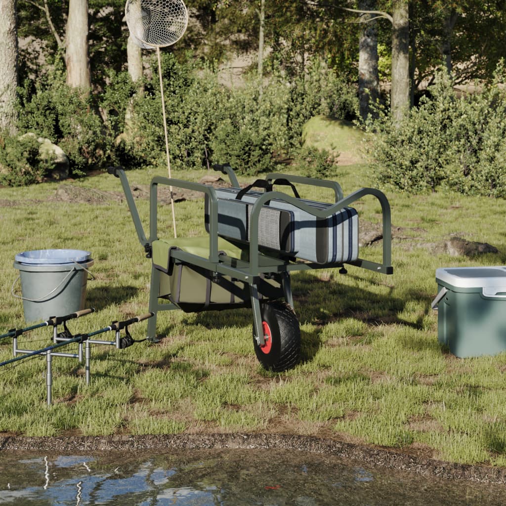 Carrello di pesce Vidaxl con filo in polvere verde acciaio