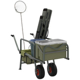 Vidaxl fish cart with 2 wheels powder -coated steel green