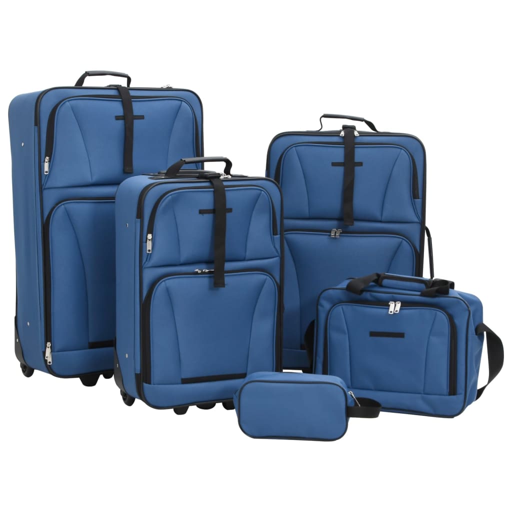 Vidaxl 5-piece luggage set fabric blue