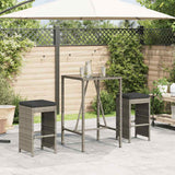 Vidaxl tuinbarkrukken met kussens 2 st poly rattan grijs