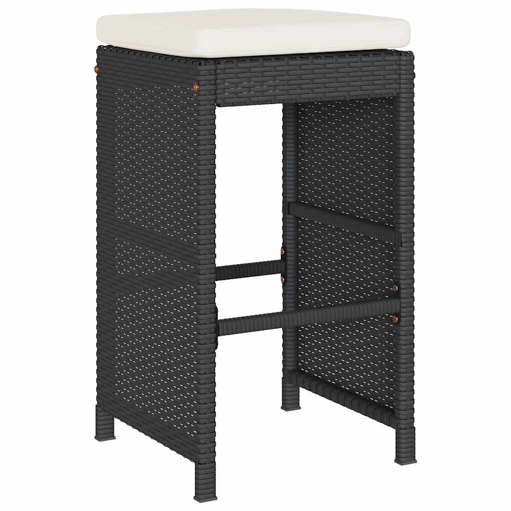 Vidaxl tuinbarkrukken met kussens 4 st poly rattan zwart