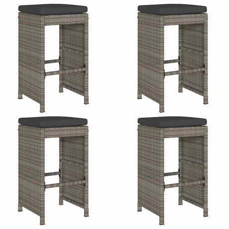 Vidaxl tuinbarkrukken met kussens 4 st poly rattan grijs