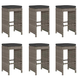 Vidaxl tuinbarkrukken met kussens 6 st poly rattan grijs