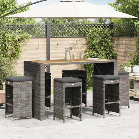 Vidaxl tuinbarkrukken met kussens 6 st poly rattan grijs