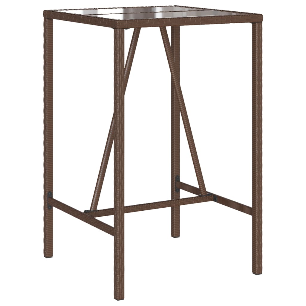 Vidaxl tuinbartafel 70x70x110 cm poly rattan bruin