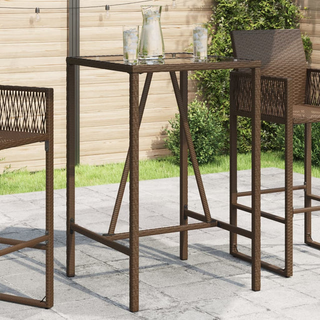 Vidaxl tuinbartafel 70x70x110 cm poly rattan bruin
