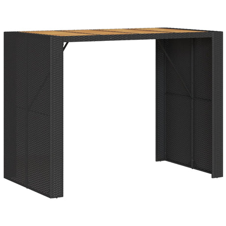 Vidaxl tuinbartafel acaciahouten blad 145x80x110 cm poly rattan zwart