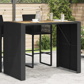 Vidaxl tuinbartafel acaciahouten blad 145x80x110 cm poly rattan zwart