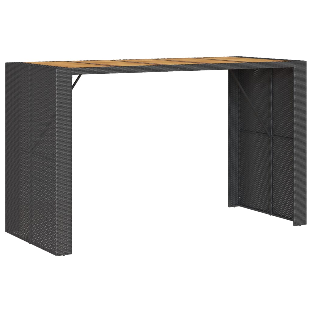 Vidaxl tuinbartafel acaciahouten blad 185x80x110 cm poly rattan zwart