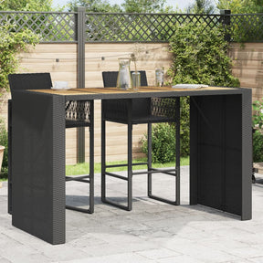 Vidaxl tuinbartafel acaciahouten blad 185x80x110 cm poly rattan zwart