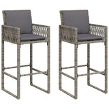 Vidaxl tuinbarkrukken met kussens 2 st poly rattan grijs