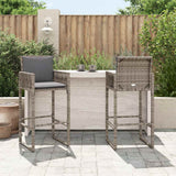 Vidaxl tuinbarkrukken met kussens 2 st poly rattan grijs