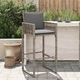 Vidaxl tuinbarkrukken met kussens 2 st poly rattan grijs