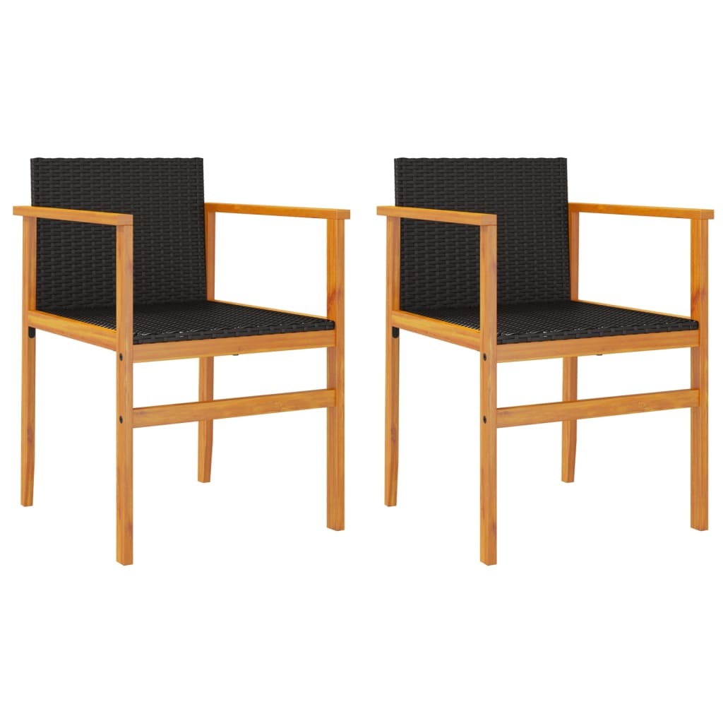 Vidaxl tuinstoelen 2 st poly rattan en massief hout zwart