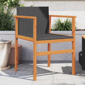 Vidaxl tuinstoelen 2 st poly rattan en massief hout zwart