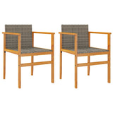 Vidaxl tuinstoelen 2 st poly rattan en massief hout grijs