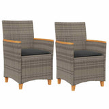 Vidaxl tuinstoelen 2 st met kussens poly rattan en massief hout grijs