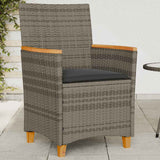 Vidaxl tuinstoelen 2 st met kussens poly rattan en massief hout grijs