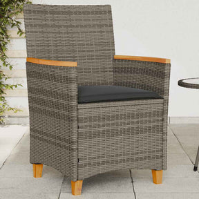 Vidaxl tuinstoelen 2 st met kussens poly rattan en massief hout grijs