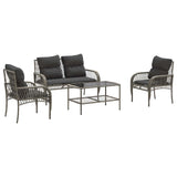 Vidaxl 4-delige loungeset met kussens poly rattan grijs