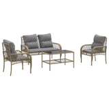 Vidaxl 4-delige loungeset met kussens poly rattan beige