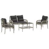 Vidaxl 4-delige loungeset met kussens poly rattan lichtgrijs