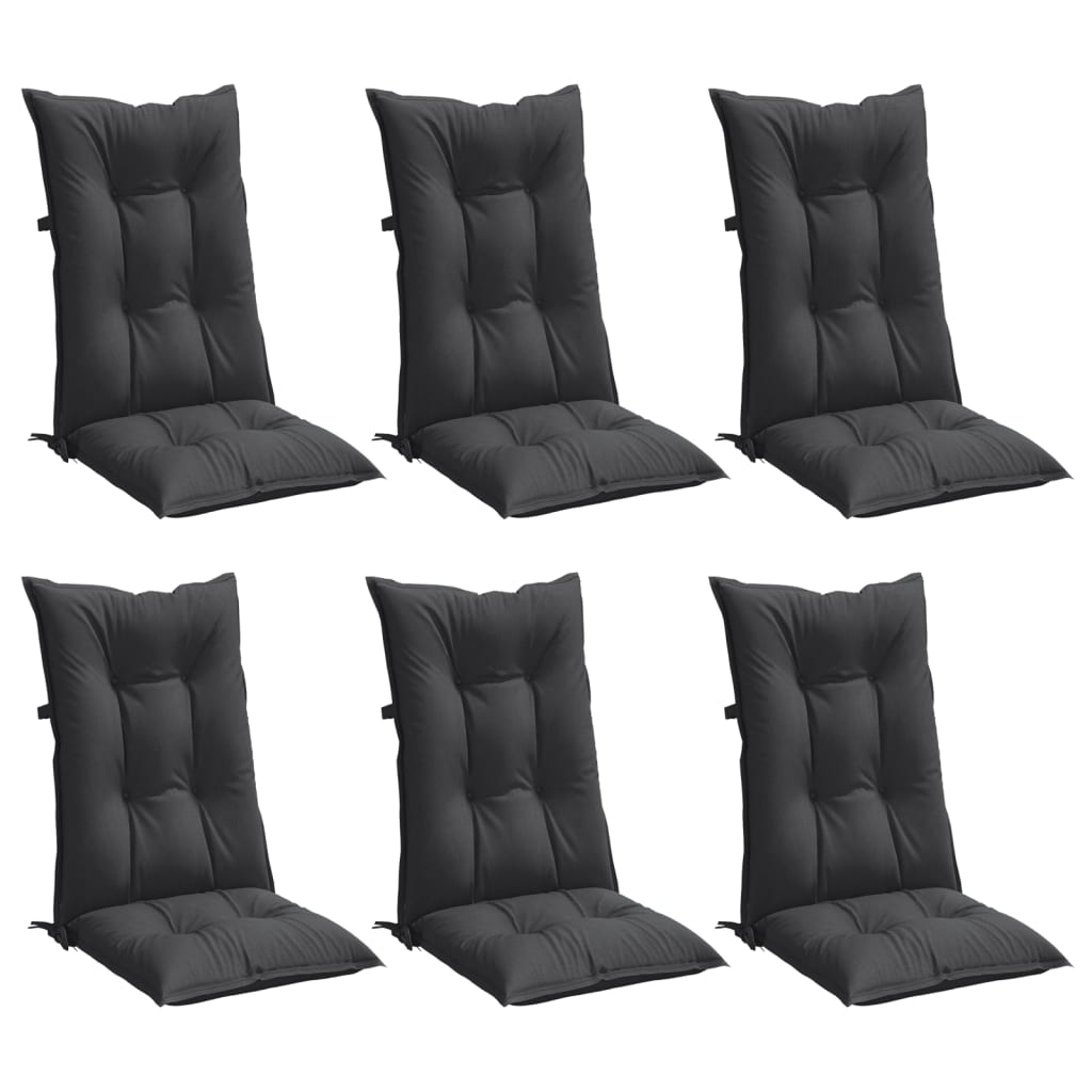 Coussins de chaise vidaxl 6 st dos haut 120x50x7 cm Tissu mixte anthracite