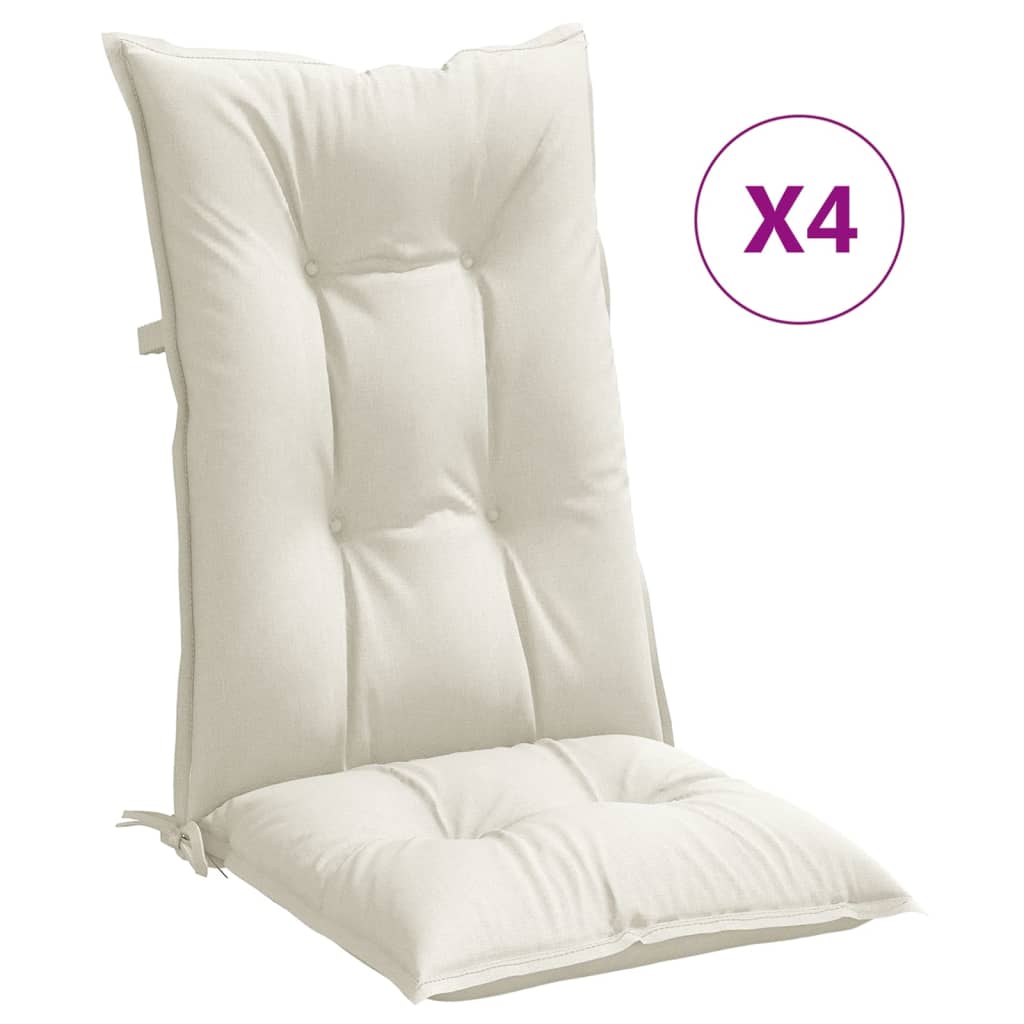 Cuscini da sedia Vidaxl 4 St High Back 120x50x7 CM Crema miscelata