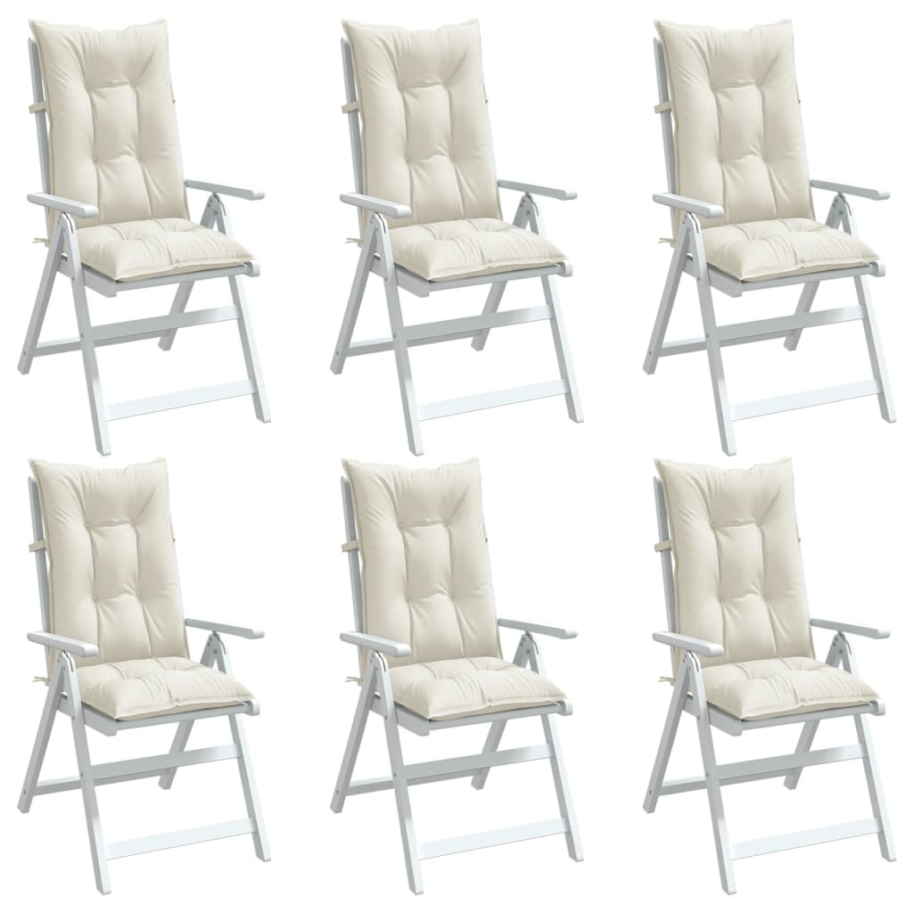 Coussins de chaise Vidaxl 6 st dos haut 120x50x7 cm Crème mélangée en tissu