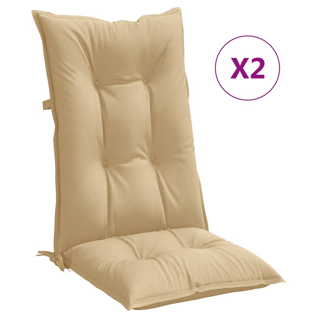 Vidaxl stolputer 2 st høye rygg 120x50x7 cm stoff blandet beige