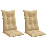 Cojines de silla Vidaxl 2 st alto trasero 120x50x7 cm de tela beige mixta