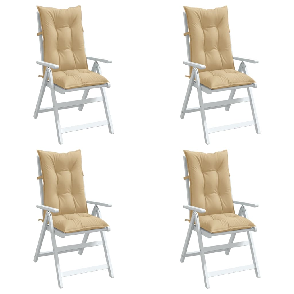 Coussins de chaise vidaxl 4 st arrière haut 120x50x7 cm en tissu mixte beige