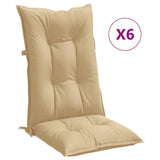 Cojines de silla Vidaxl 6 st alto de 120x50x7 cm de tela mixta beige